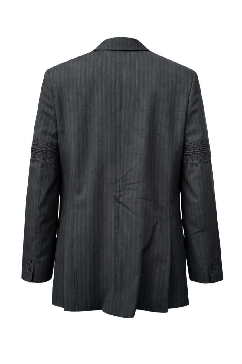 1990s Charcoal Grey Wool Blend Blazer - Back View