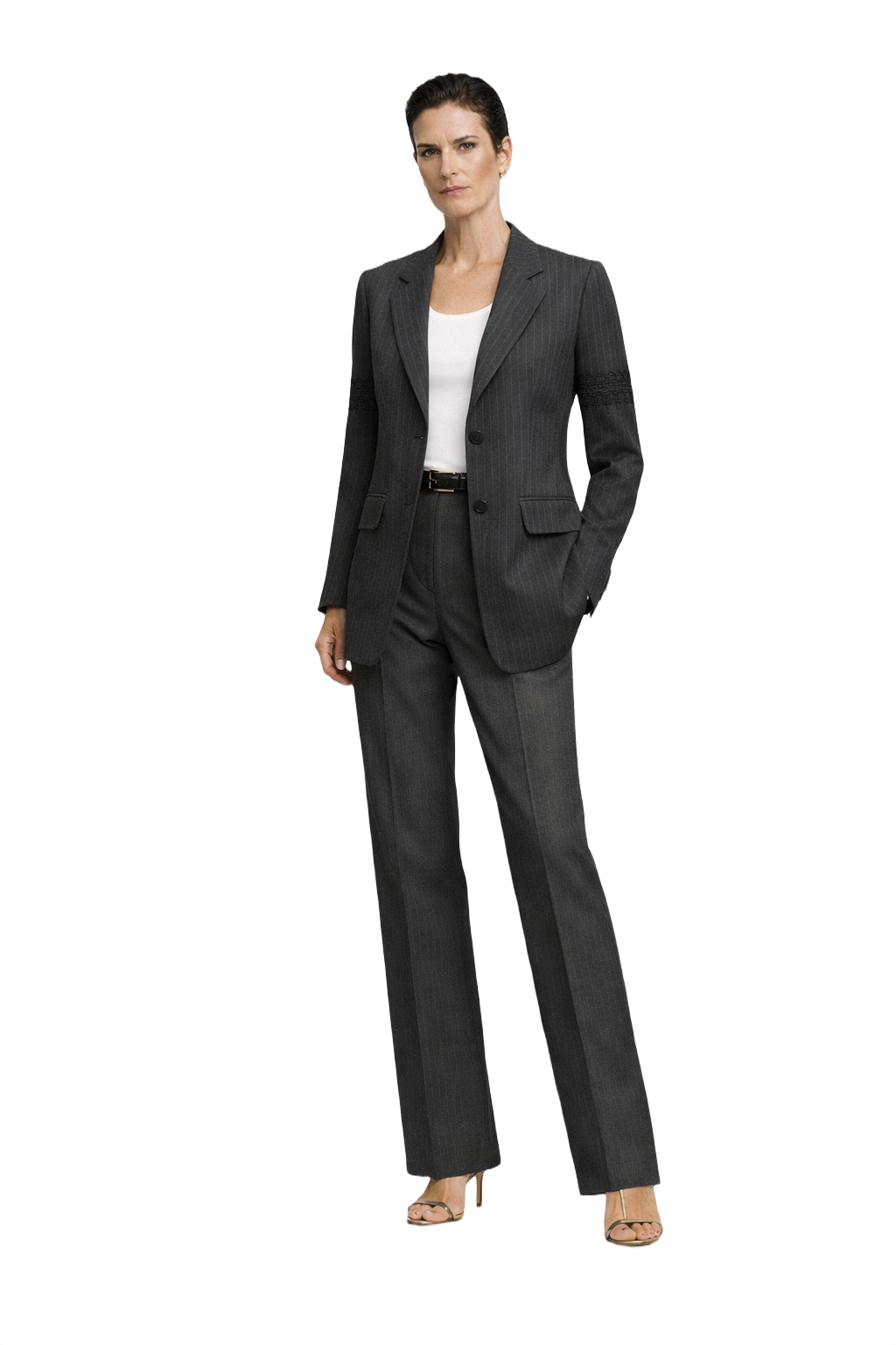 1990s Charcoal Grey Wool Blend Blazer - Model