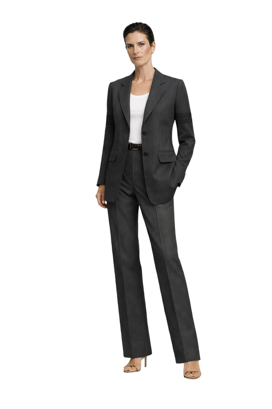 1990s Charcoal Grey Wool Blend Blazer - Model