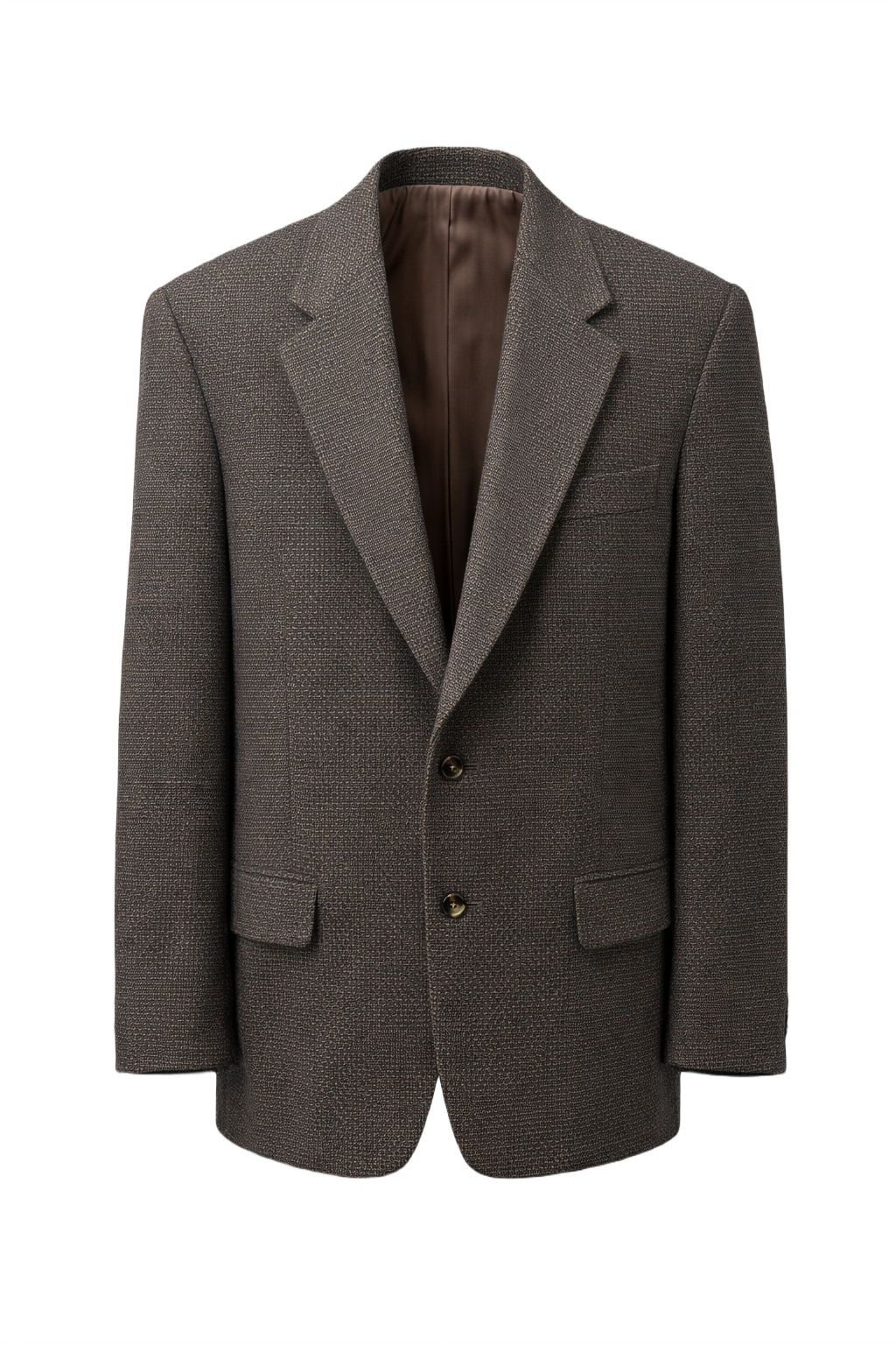 1980s Brown Wool Blend Blazer - Front View