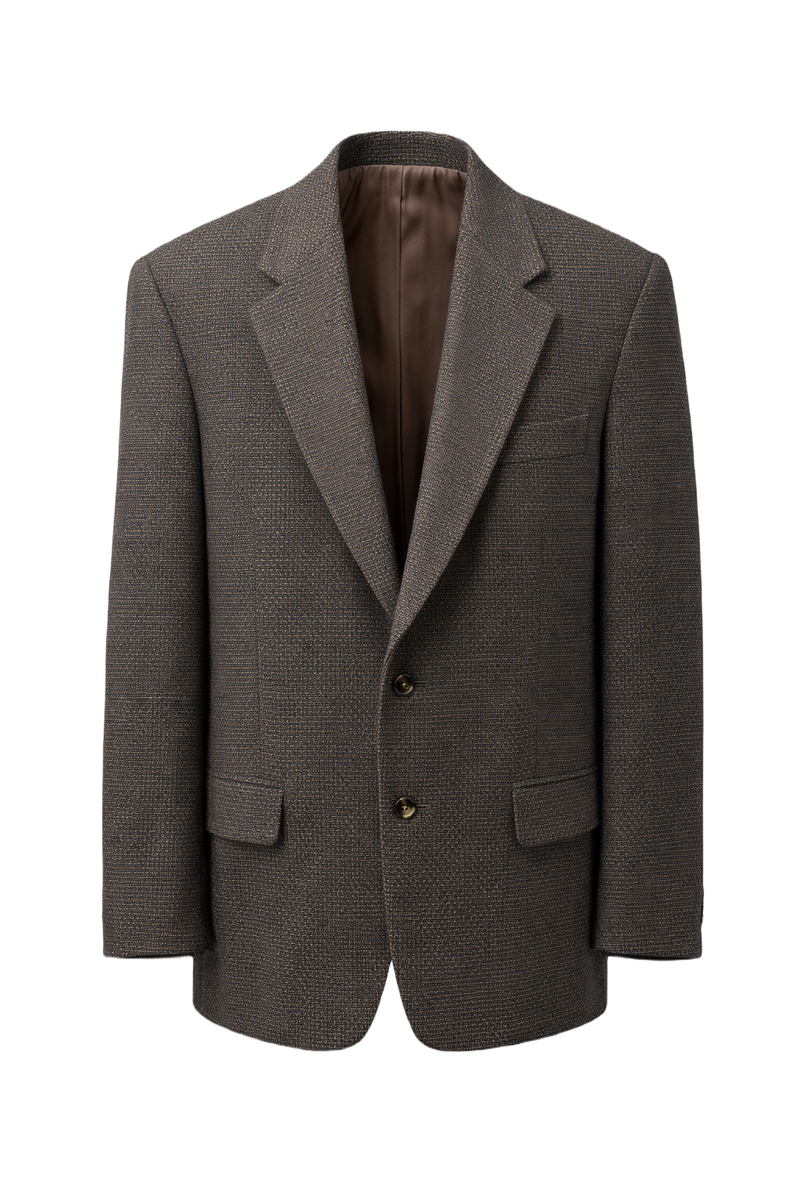 1980s Brown Wool Blend Blazer - Front View