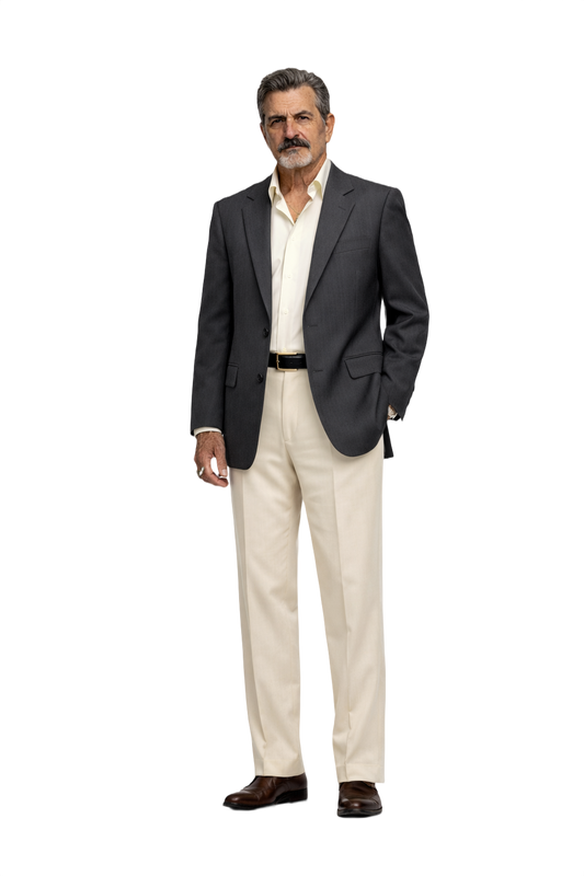 1980s Charcoal Grey Wool Blazer - Model