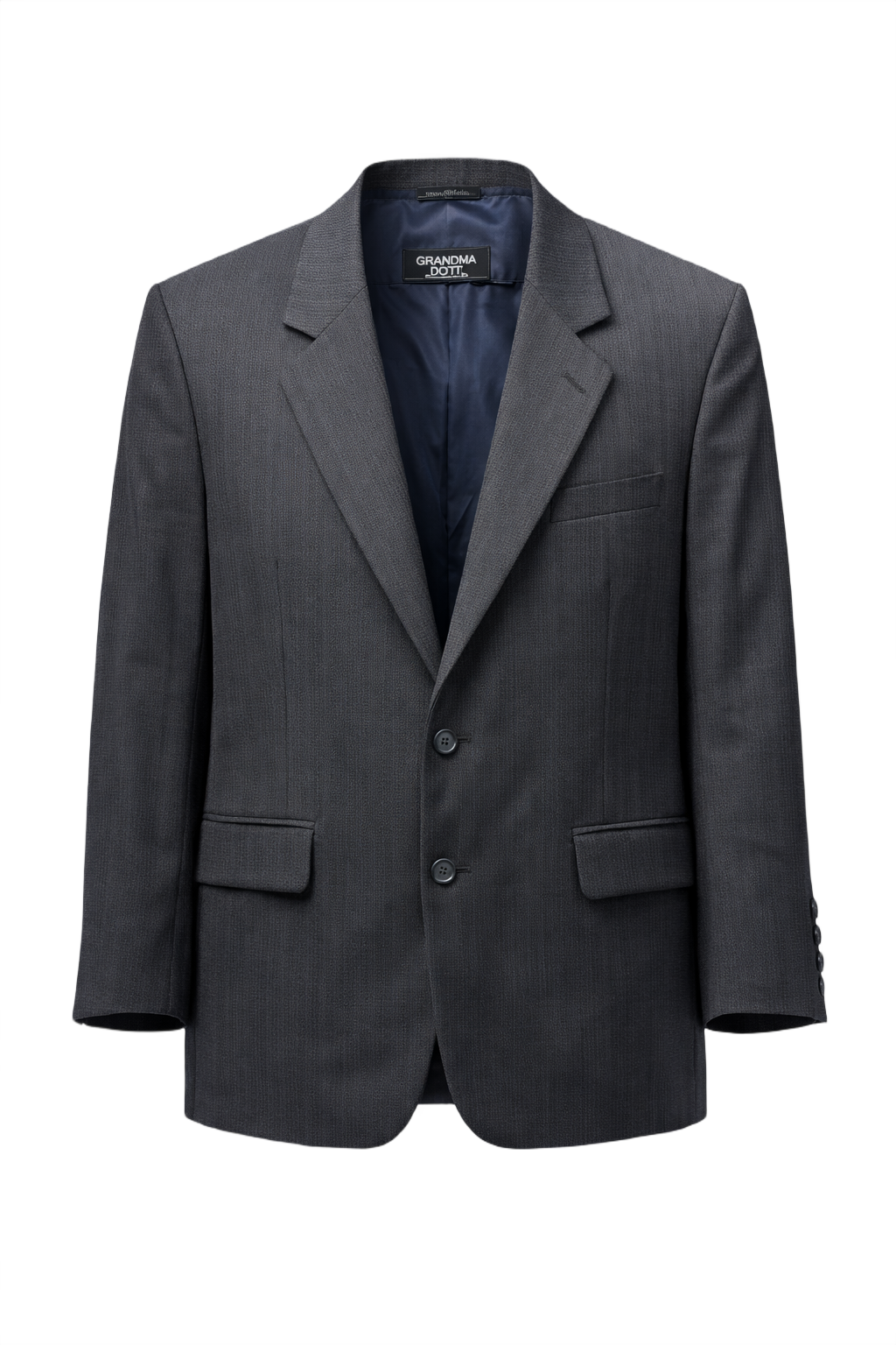 1980s Charcoal Grey Wool Blazer - Front View