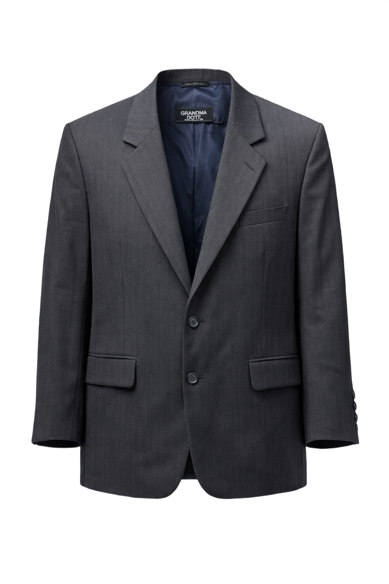 1980s Charcoal Grey Wool Blazer - Front View