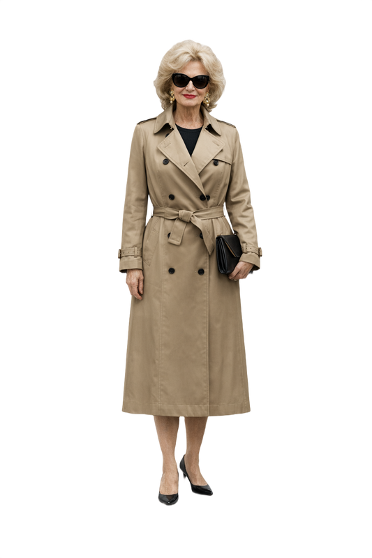 1980s Beige Cotton Trench Coat - Model