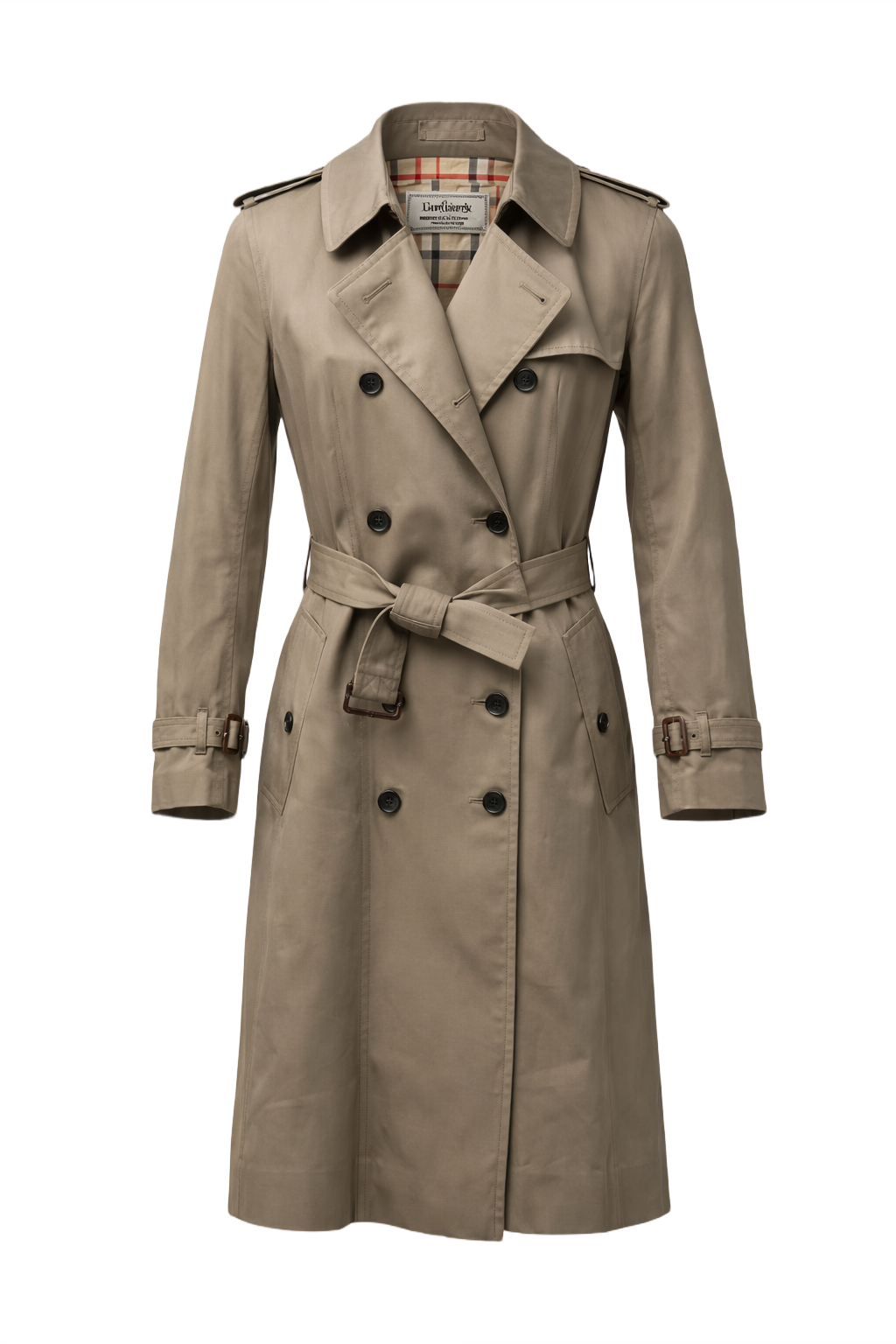 1980s Beige Cotton Trench Coat - Front View