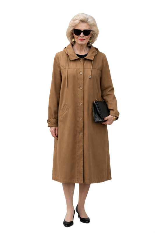 1980s Tan Cotton Coat - Model