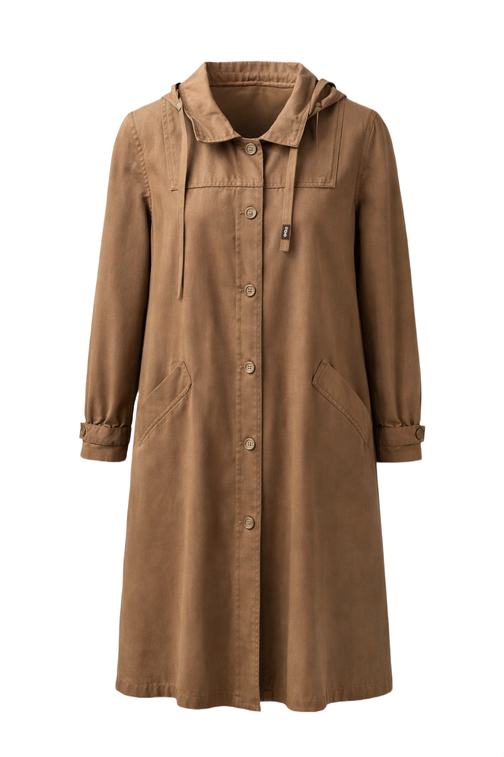 1980s Tan Cotton Coat - Front View