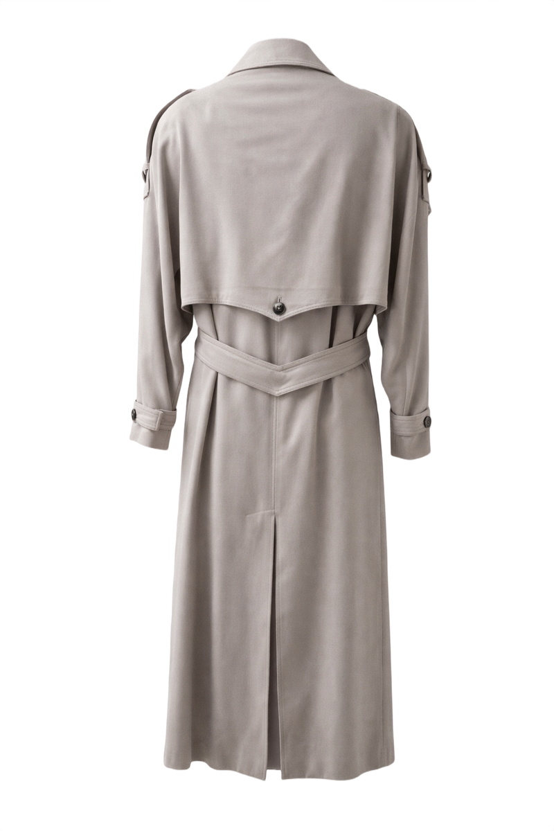 1980s Light Beige Cotton Blend Trench Coat - Back View