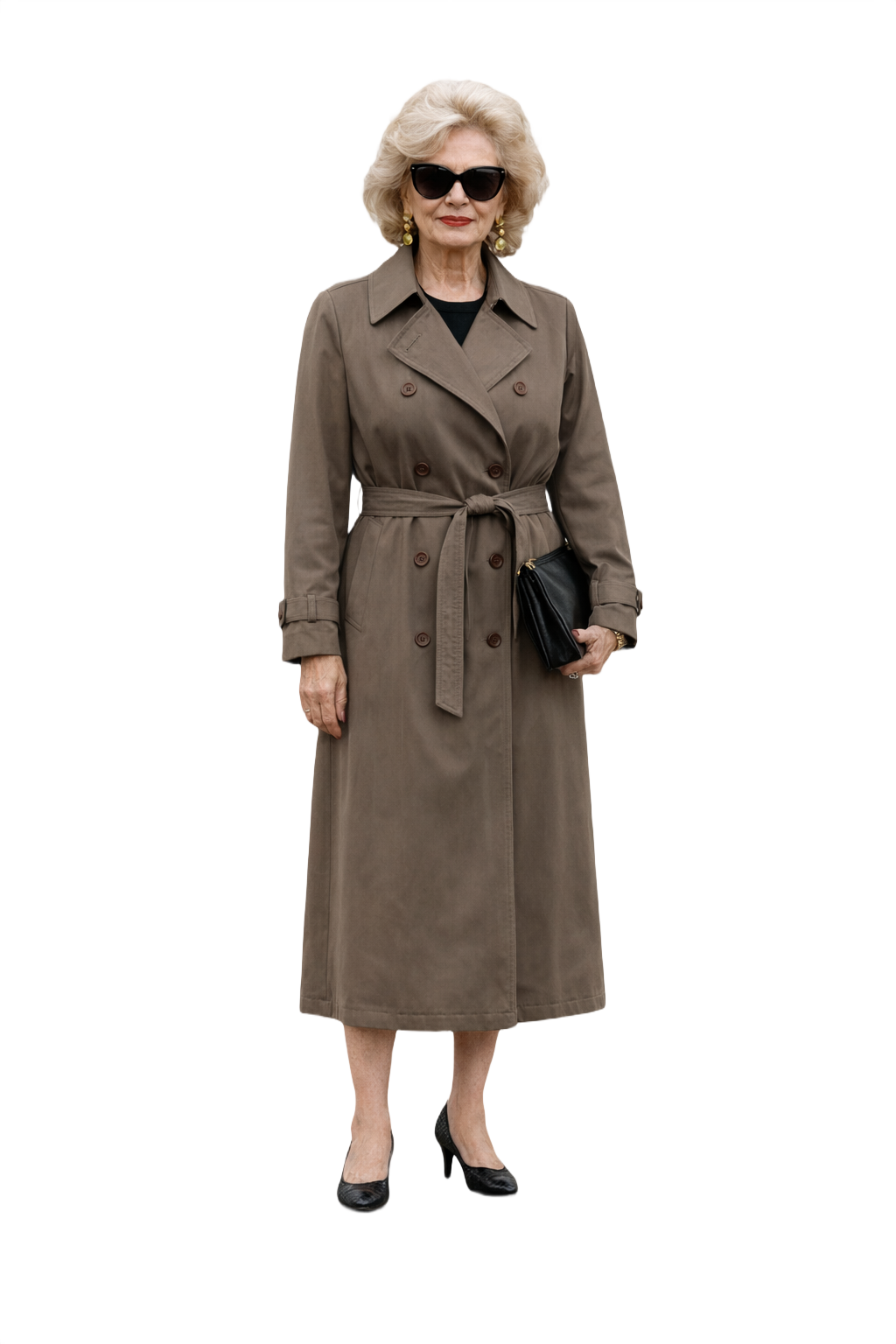1980s Taupe Cotton Blend Trench Coat - Model