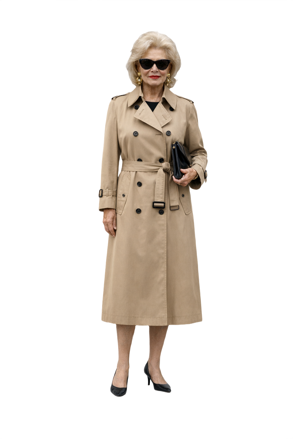 1980s Beige Cotton Trench Coat - Model