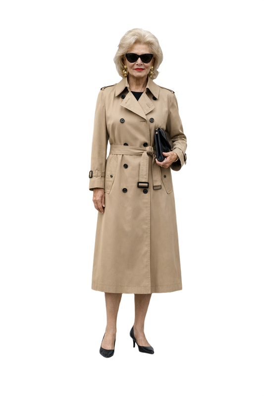1980s Beige Cotton Trench Coat - Model