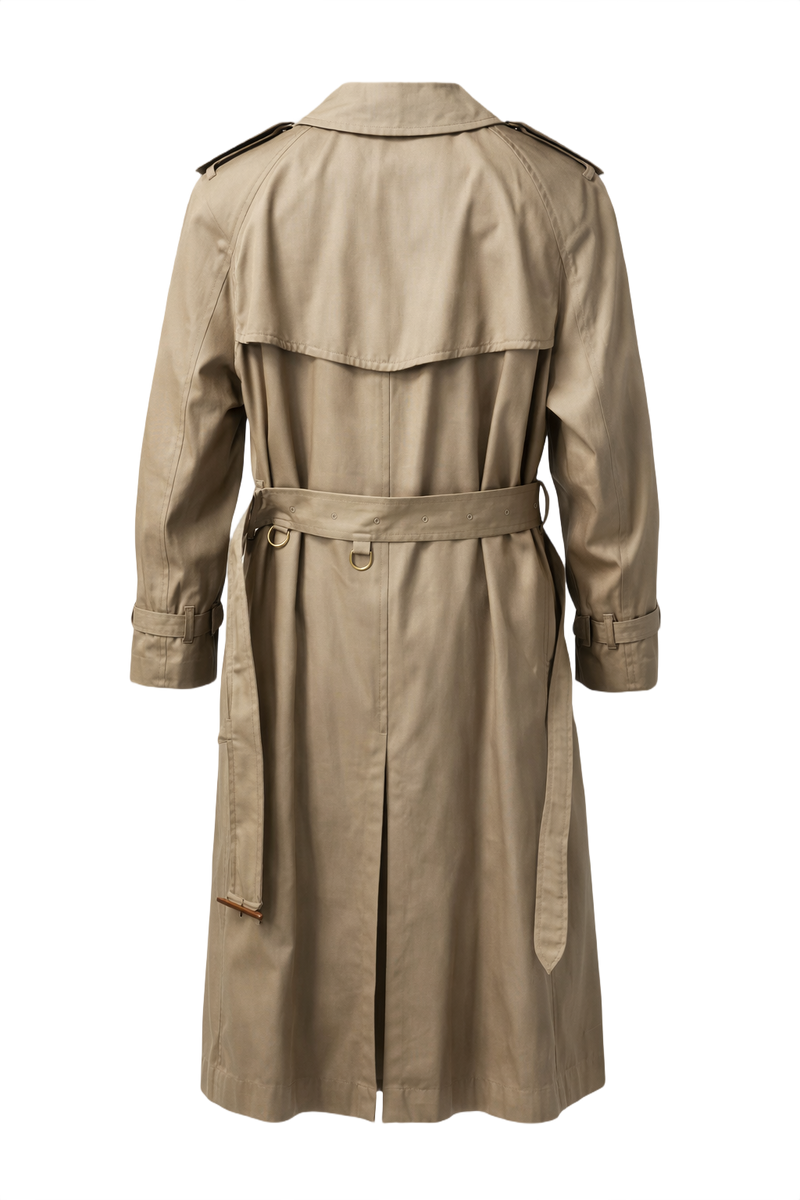 1980s Beige Cotton Trench Coat - Back View