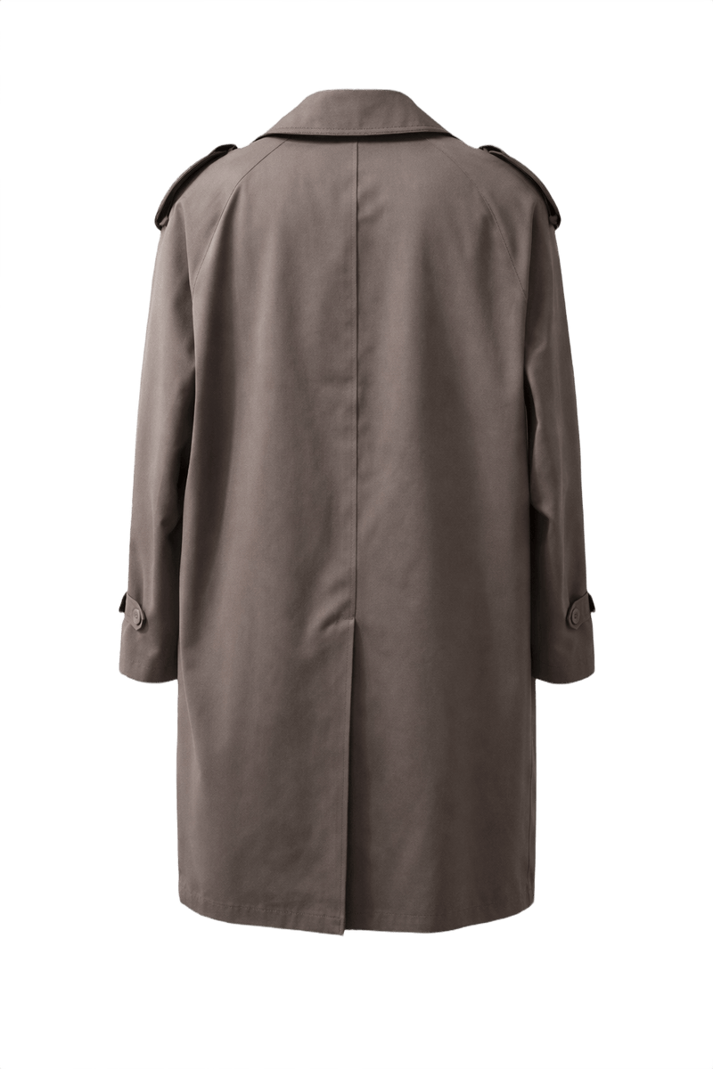 1980s Taupe Cotton Trench Coat - Back View
