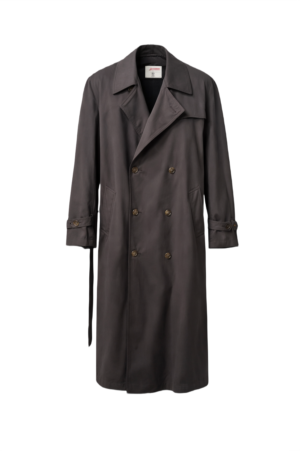 1980s Charcoal Cotton Blend Trench Coat - Front View