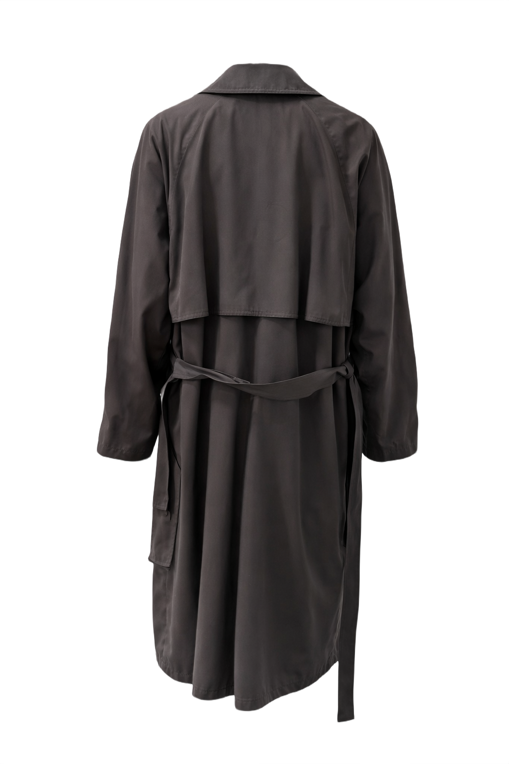 1980s Charcoal Cotton Blend Trench Coat - Back View