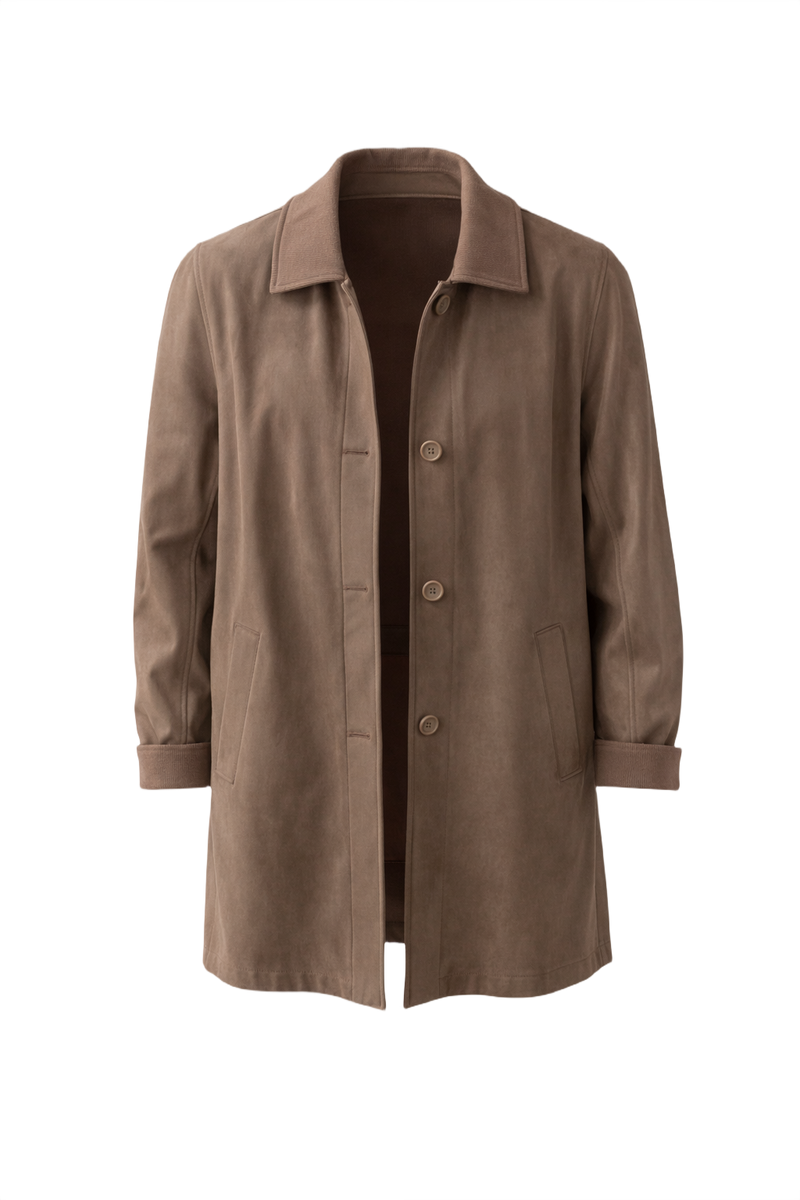 1980s Brown Cotton Coat - Front View