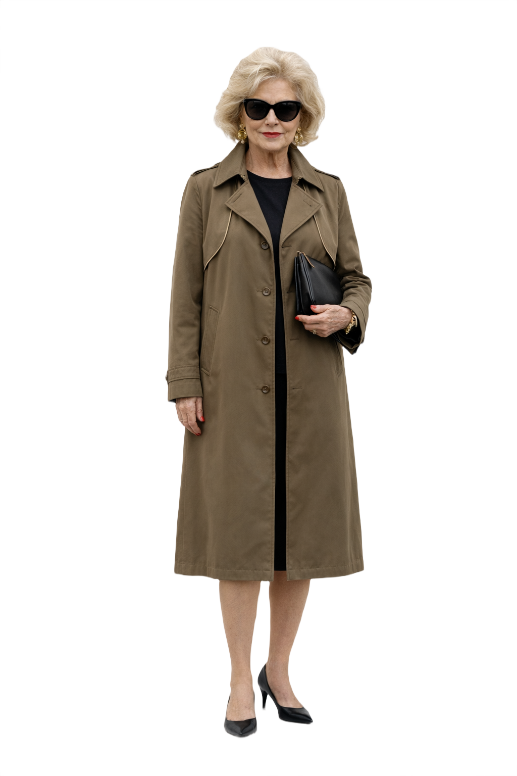 1980s Khaki Brown Cotton Trench Coat - Model