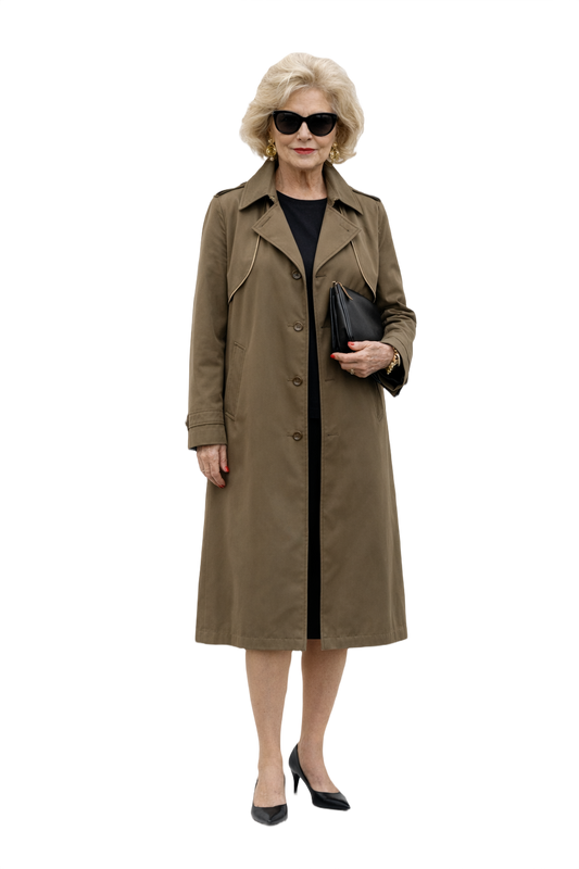 1980s Khaki Brown Cotton Trench Coat - Model