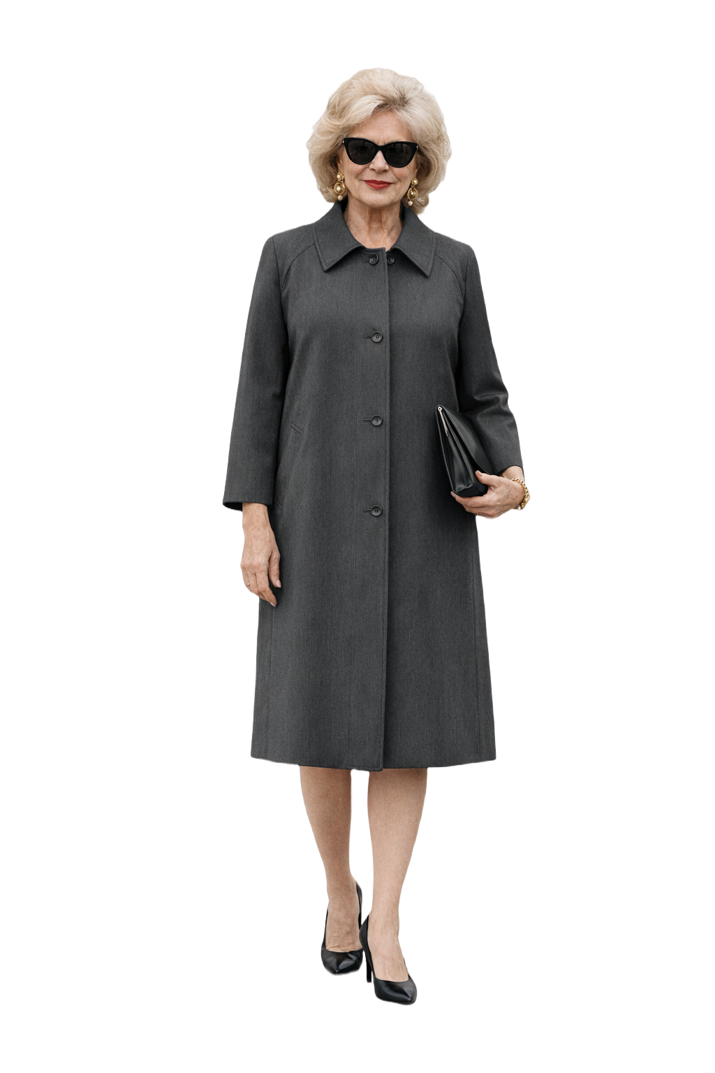 1980s Charcoal Grey Wool Coat - Model