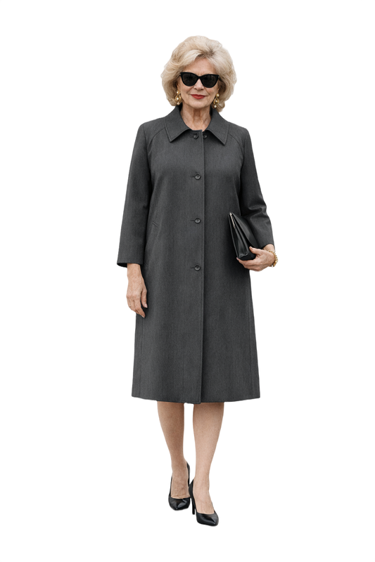 1980s Charcoal Grey Wool Coat - Model