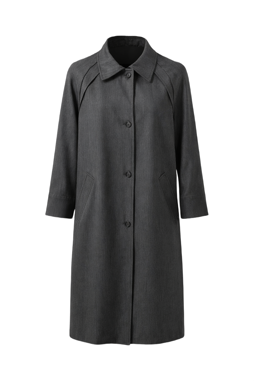 1980s Charcoal Grey Wool Coat - Front View
