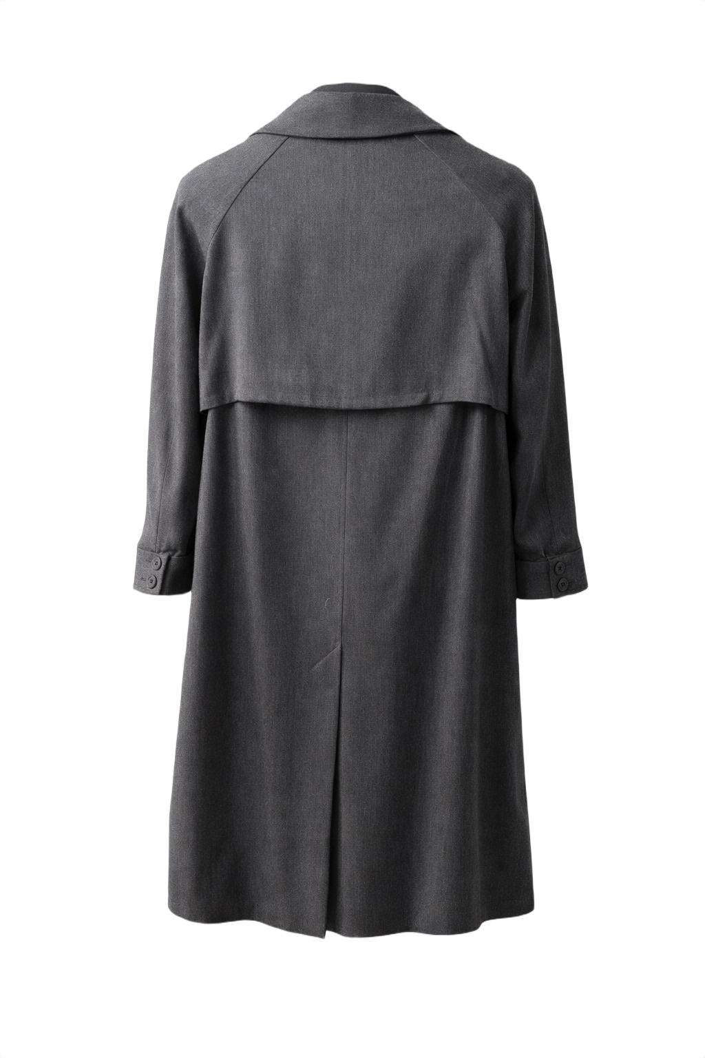 1980s Charcoal Grey Wool Coat - Back View