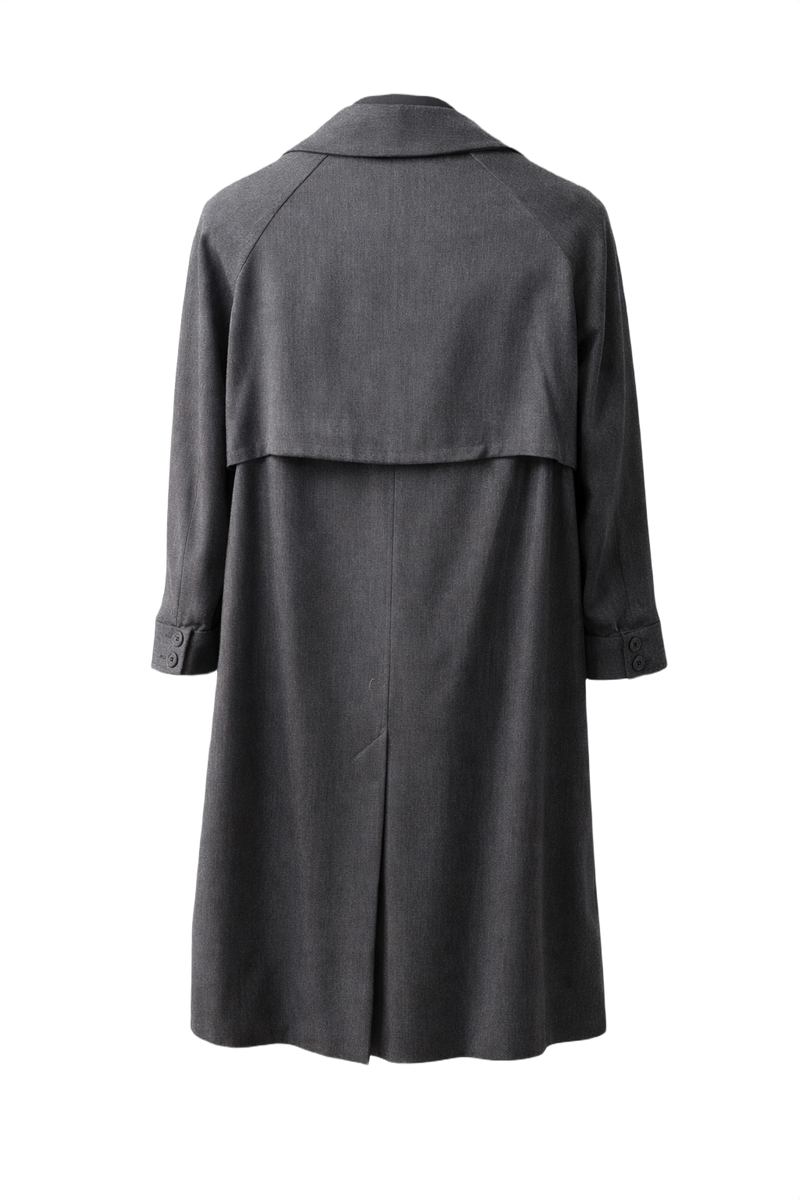 1980s Charcoal Grey Wool Coat - Back View