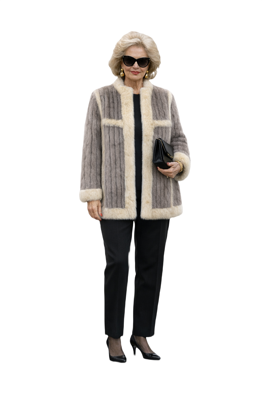 1980s Grey Fur Coat - Model