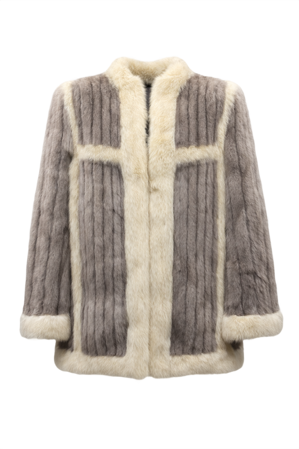 1980s Grey Fur Coat - Front View