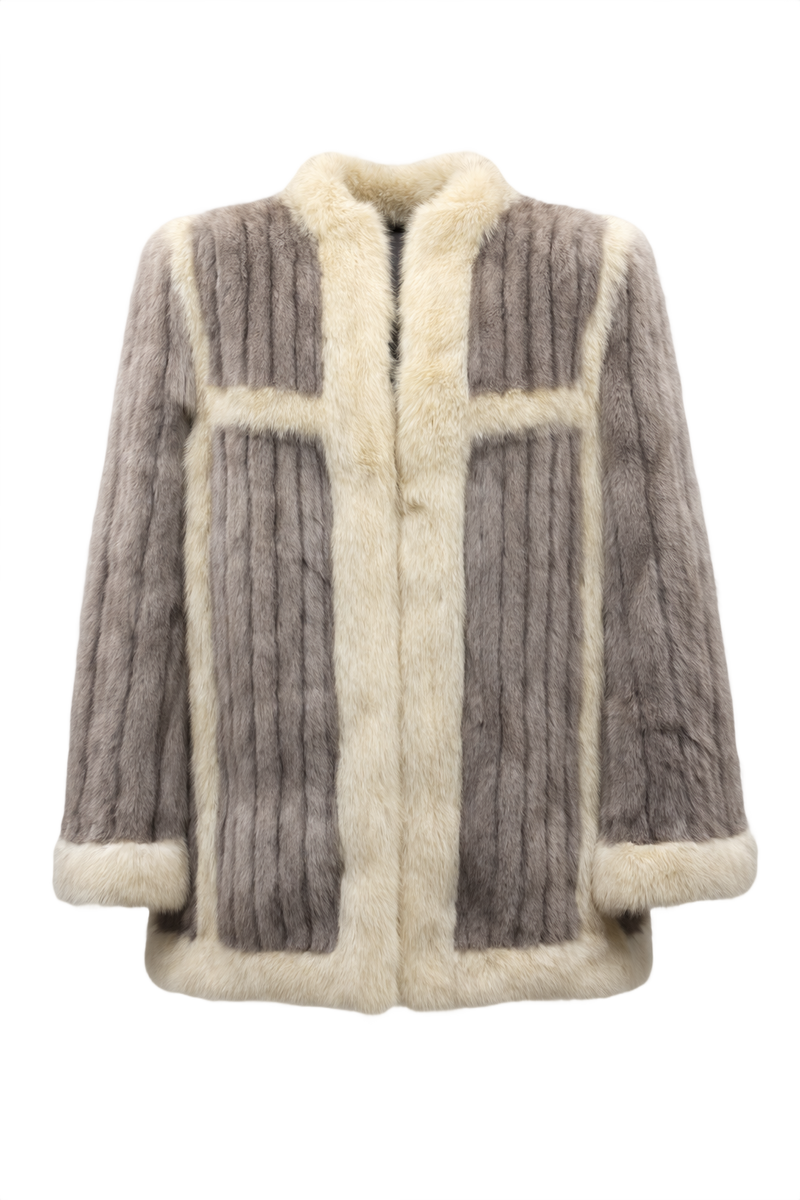 1980s Grey Fur Coat - Front View