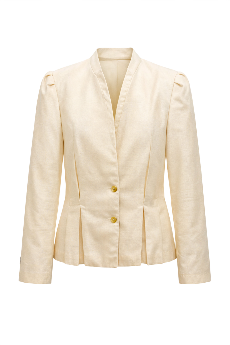 1980s Cream Wool Blazer - Front View