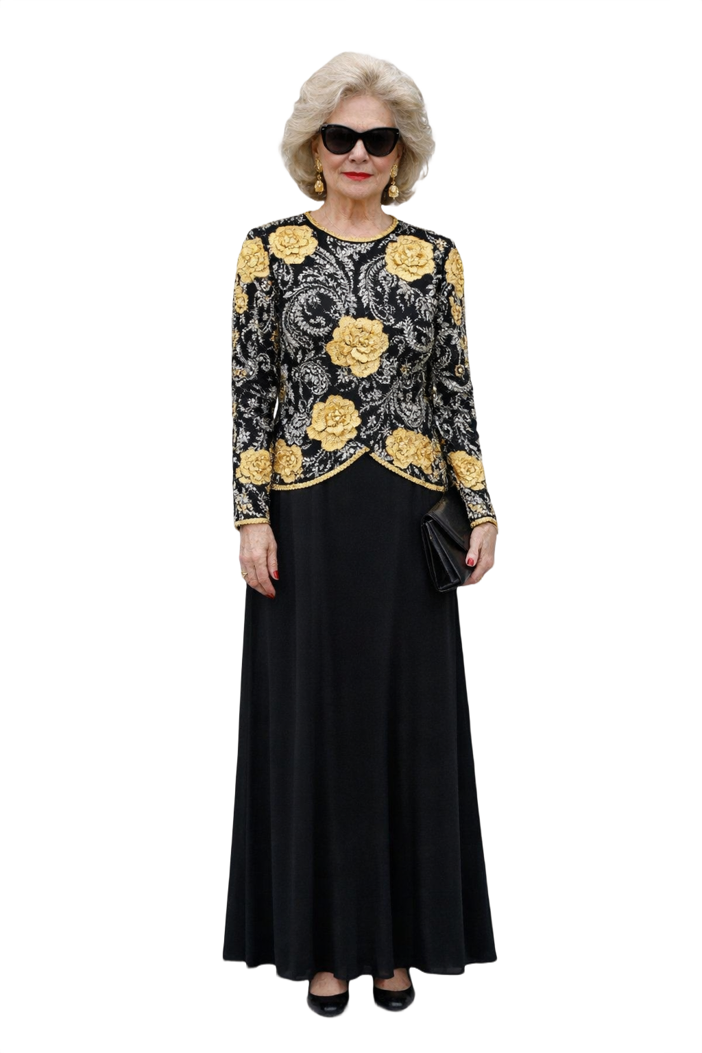 1980s Black Polyester Gown - Model
