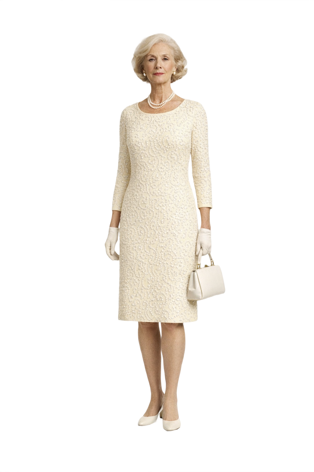 1950s Cream Cotton Dress - Model