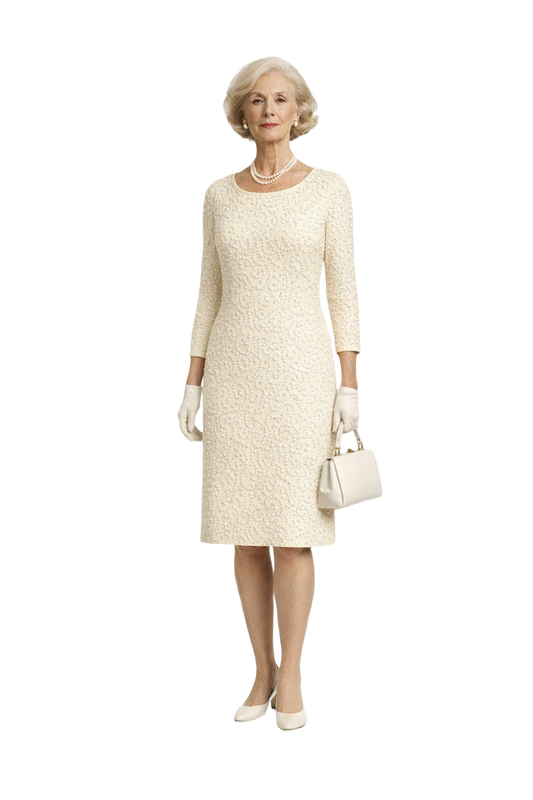 1950s Cream Cotton Dress - Model
