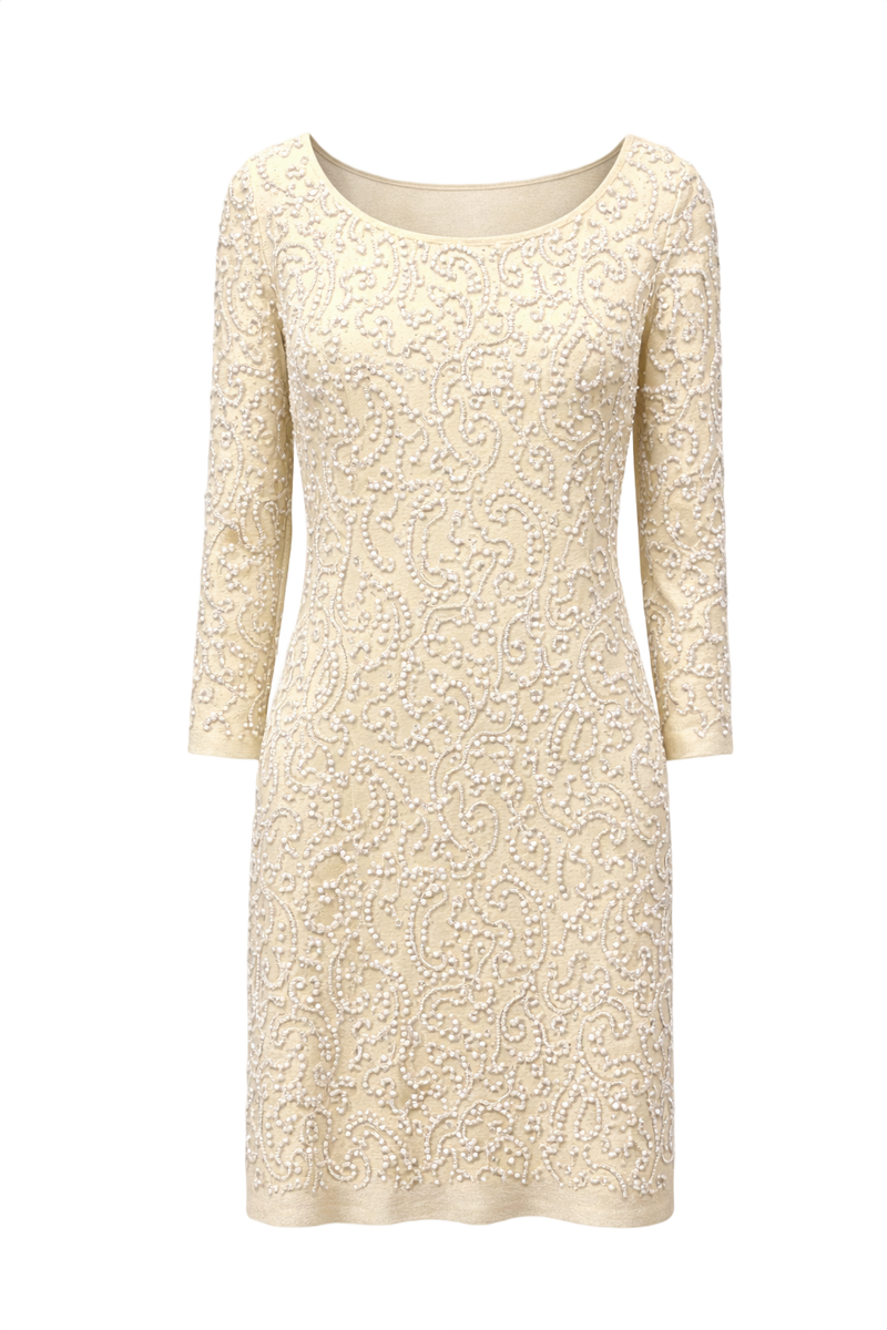 1950s Cream Cotton Dress - Front View