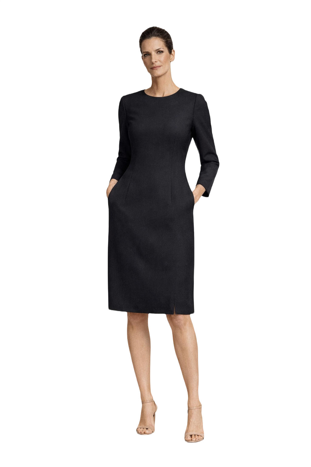 1990s Black Wool Dress - Model