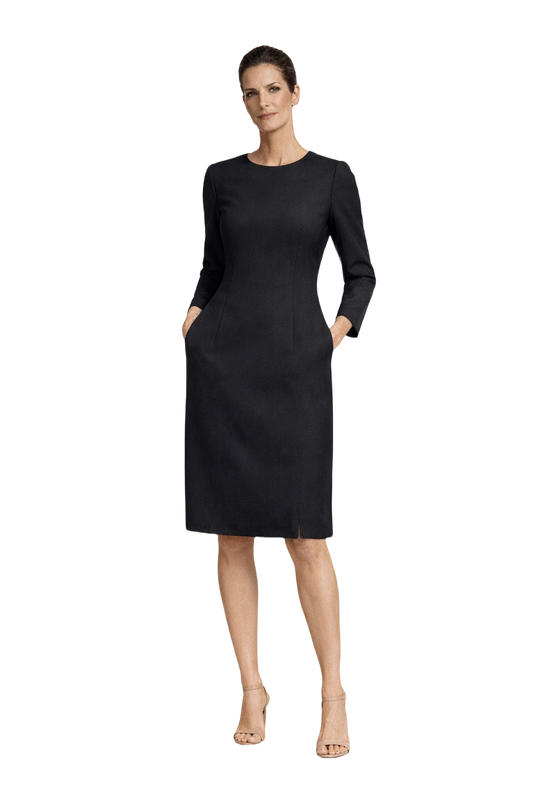 1990s Black Wool Dress - Model