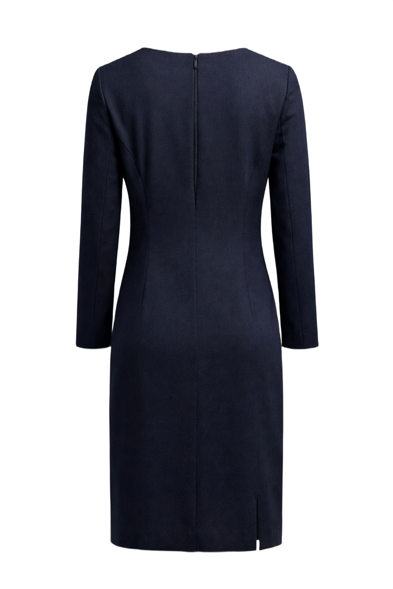 1990s Black Wool Dress - Back View