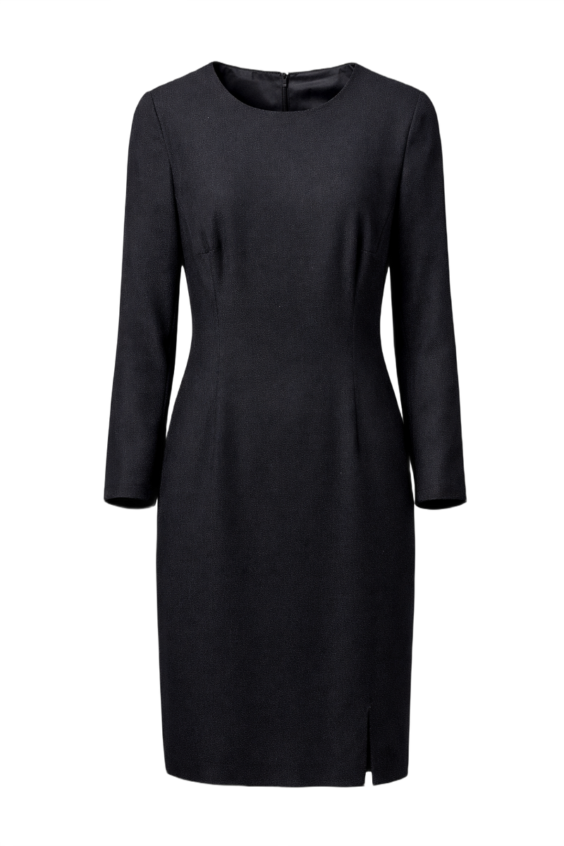 1990s Black Wool Dress - Front View