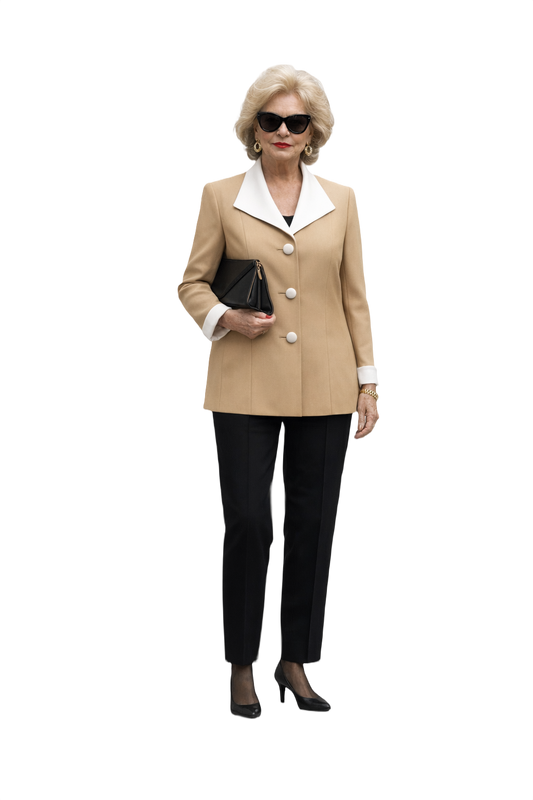 1980s Beige Smooth Blazer - Model