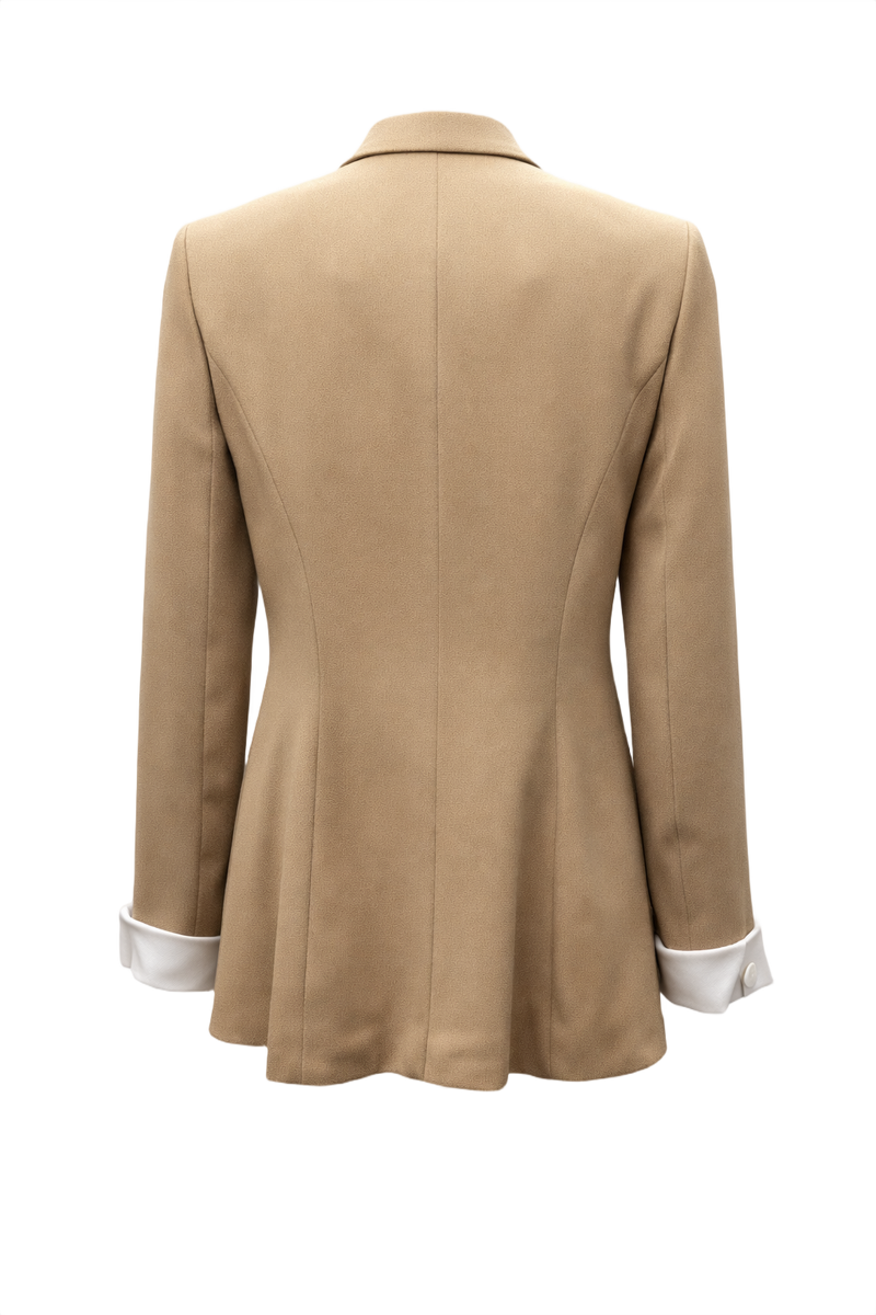 1980s Beige Smooth Blazer - Back View