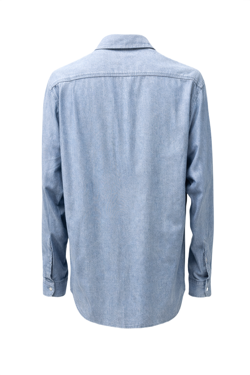 1990s Light Denim Blue Cotton Shirt - Back View