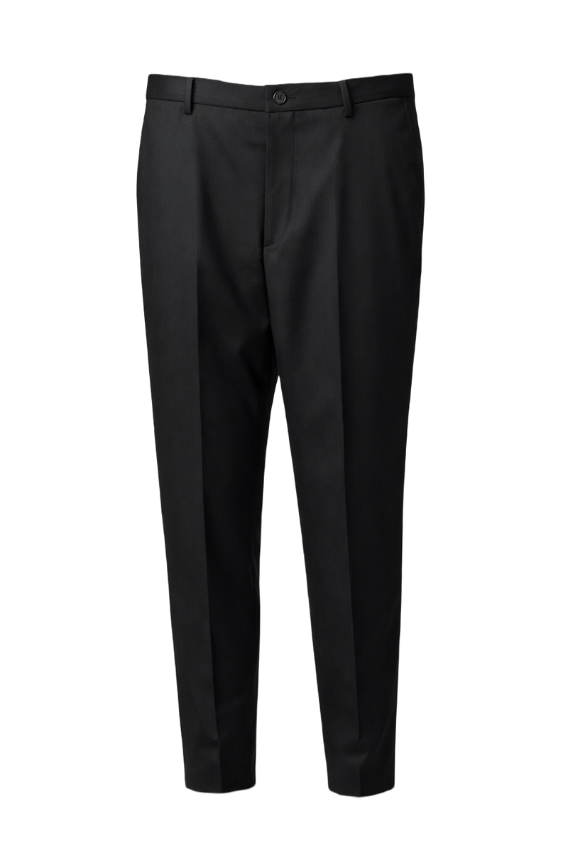 1990s Black Wool-Blend Trousers - Front View