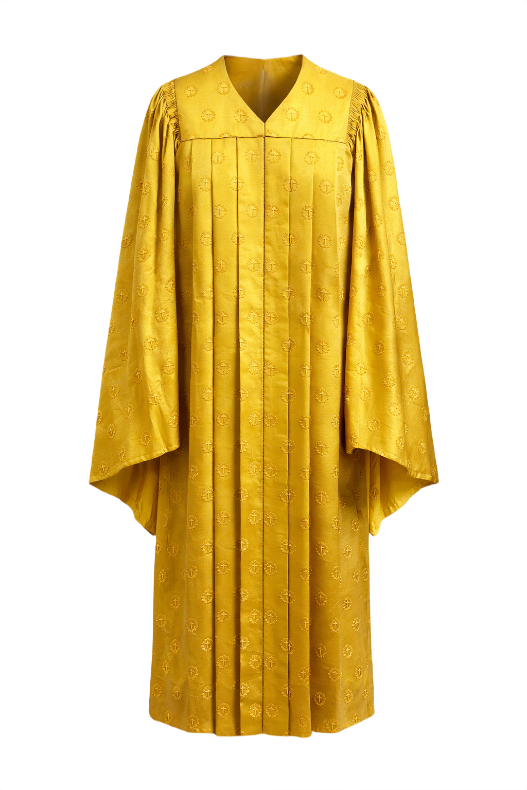 1950s Golden Yellow Silk-like Robe - Front View