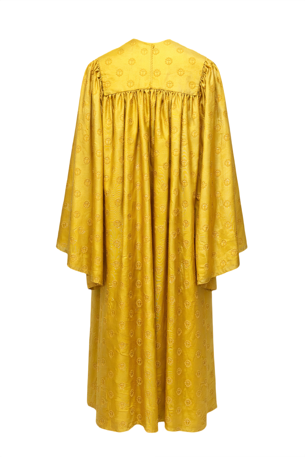 1950s Golden Yellow Silk-like Robe - Back View