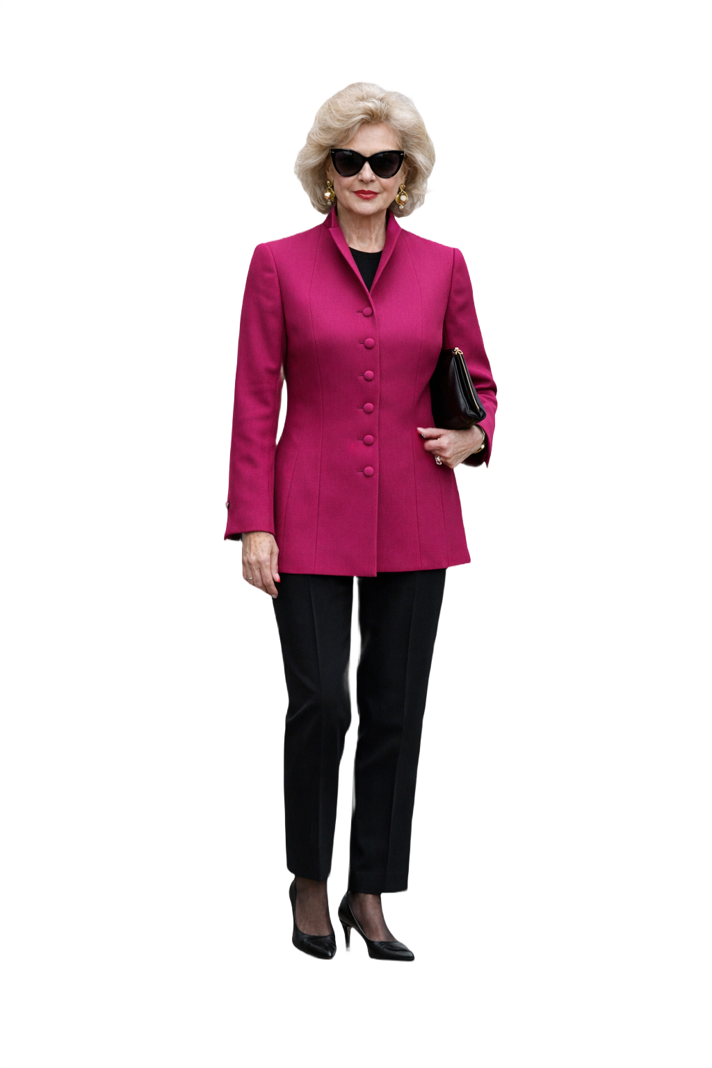 1980s Fuchsia Wool Blazer - Model
