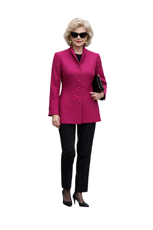 1980s Fuchsia Wool Blazer - Model