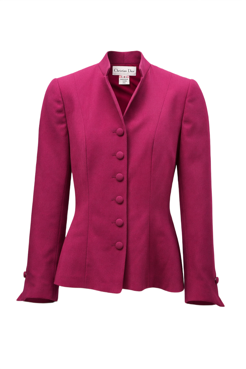 1980s Fuchsia Wool Blazer - Front View