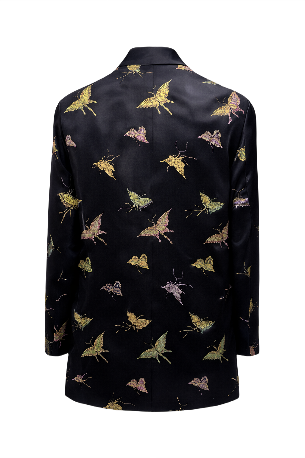1970s Black Silk Jacket - Back View
